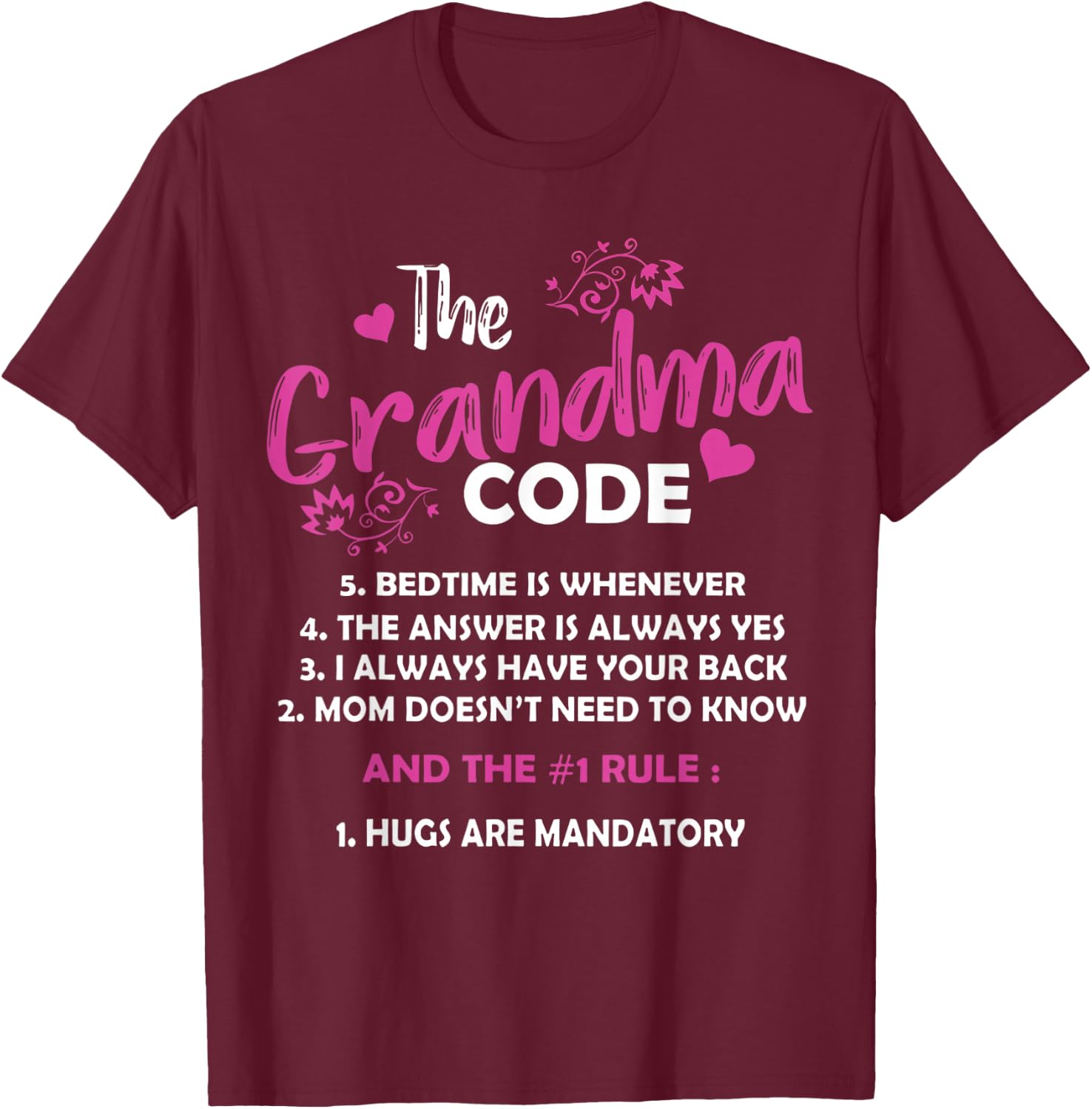 Funny Grandma Grandmother Rules - Women's Classic Fit Black Short Sleeve Cotton Blend - Small T-Shirt - T-Shirt | Maroon