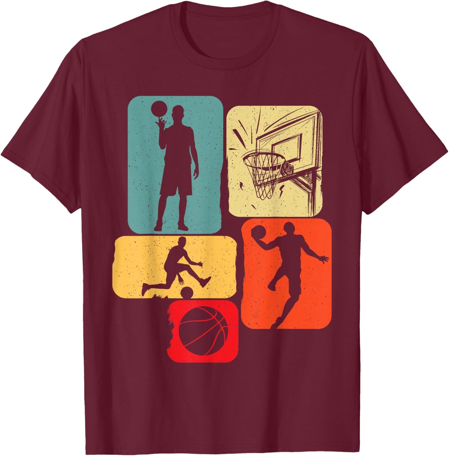 Basketball Basketball Player Basketball Fan Basketball Player Retro Basketball T-Shirt - T-Shirt | Maroon