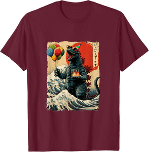 Kaiju Birthday Party Japan Monster Bday Japanese Graphic T-Shirt - T-Shirt | Maroon