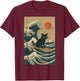 Chat Surf Japonais T-Shirt - T-Shirt | Maroon
