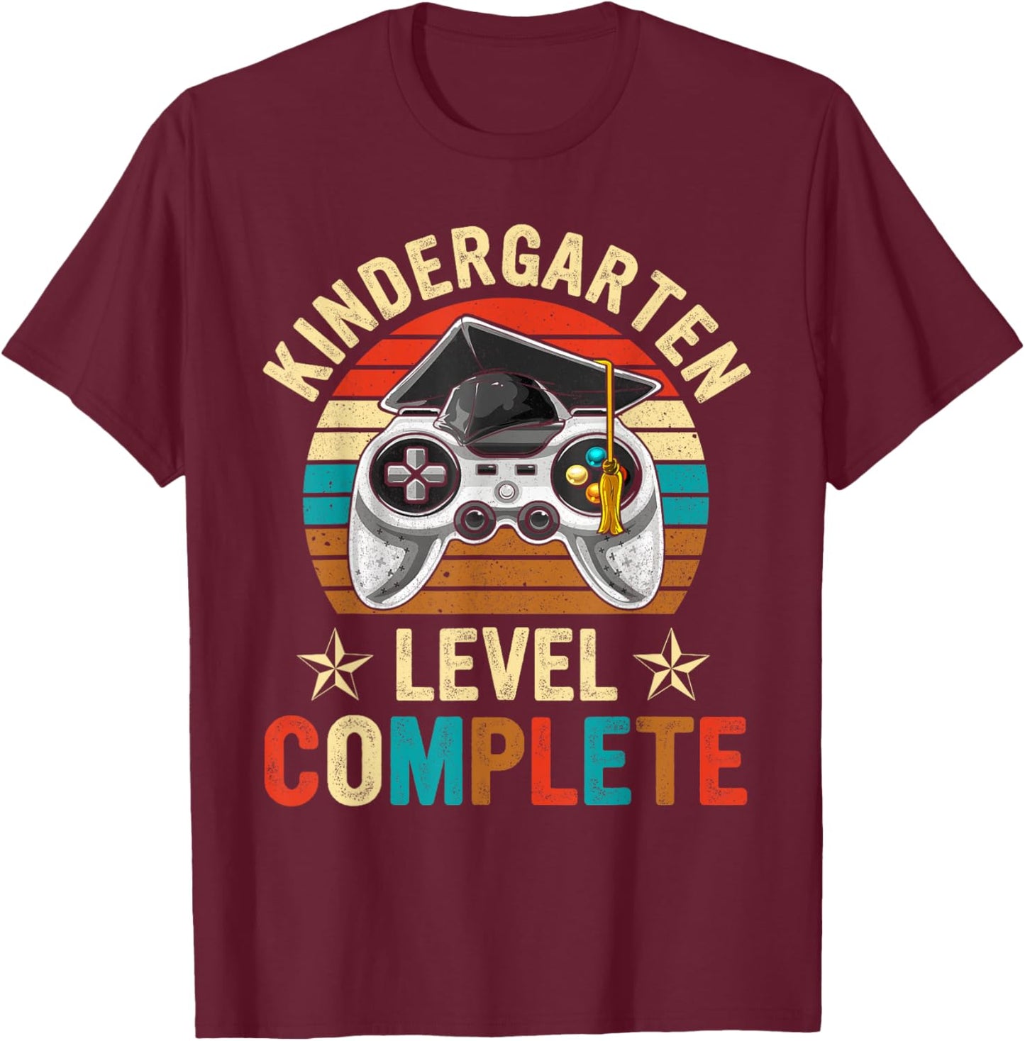 Kindergarten Level Complete Last Day Of School Graduate Boys T-Shirt - T-Shirt | Maroon