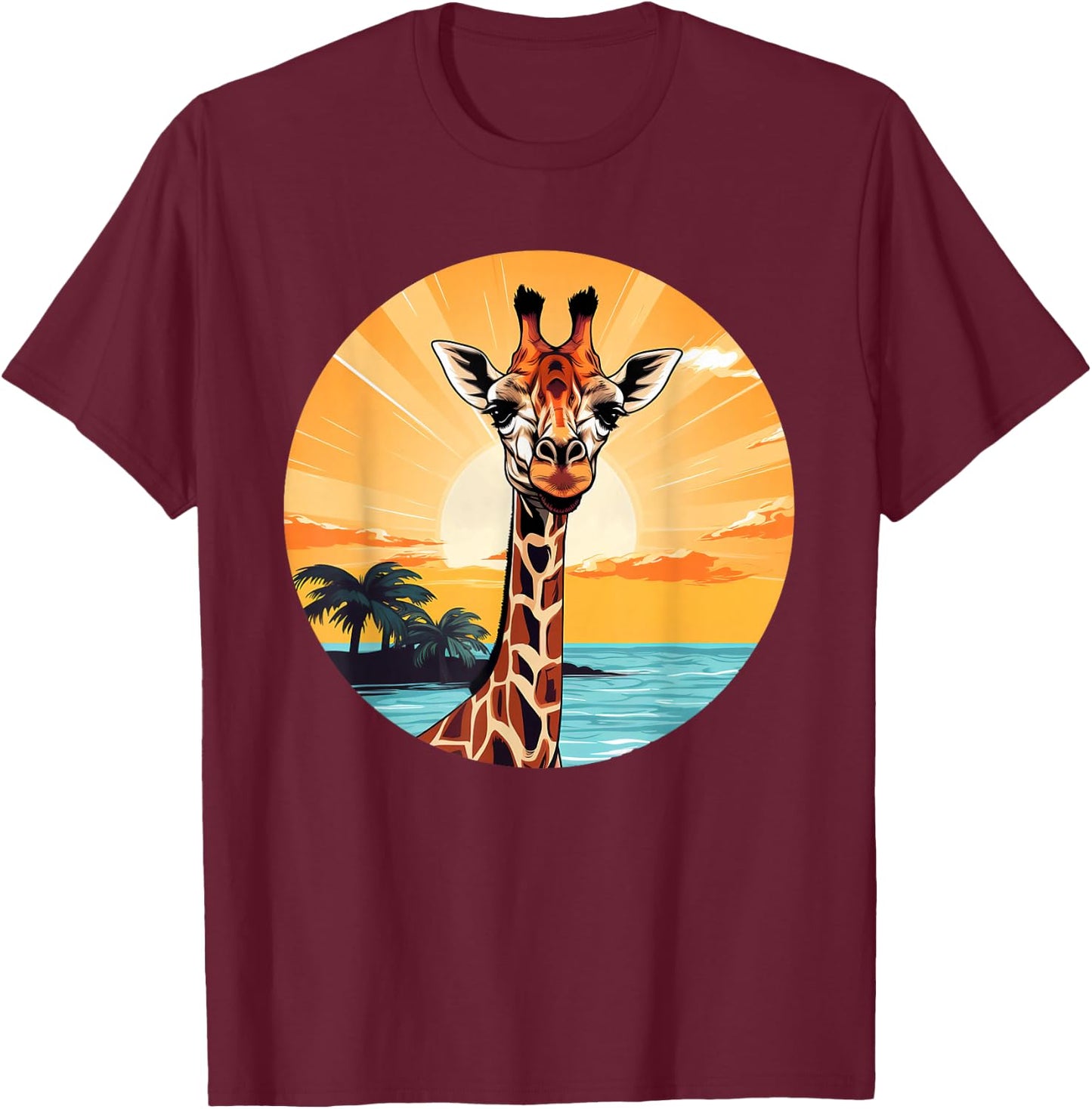 Colorful Giraffe I Kids Giraffe T-Shirt - T-Shirt | Maroon
