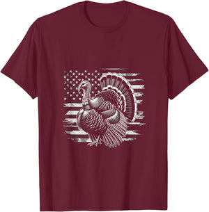 Wild Turkey American Flag USA Flag T-Shirt - T-Shirt | Maroon