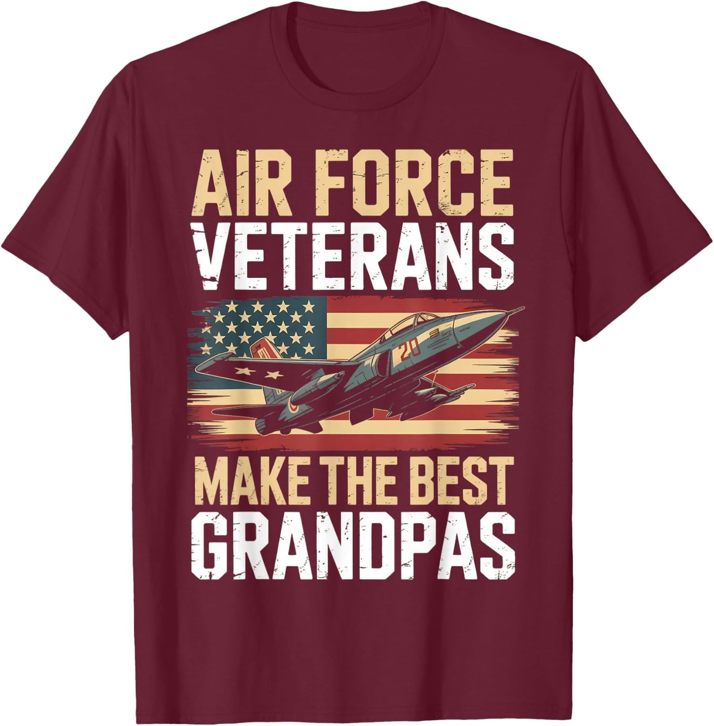Air Force Grandpa American Patriotic Fighter Pilot Veteran T-Shirt - T-Shirt | Maroon