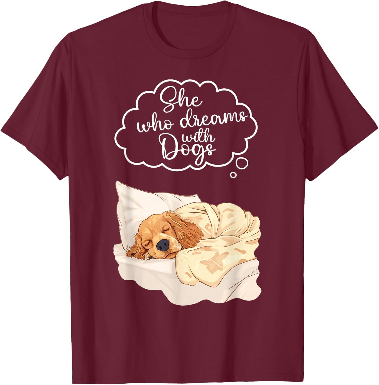 Dog Pyjamas Cocker Spaniel T-Shirt - T-Shirt | Maroon