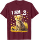 Kids 3 Years old 3 birthday Cheetahs Boy Girl Cheetah T-Shirt - T-Shirt | Maroon