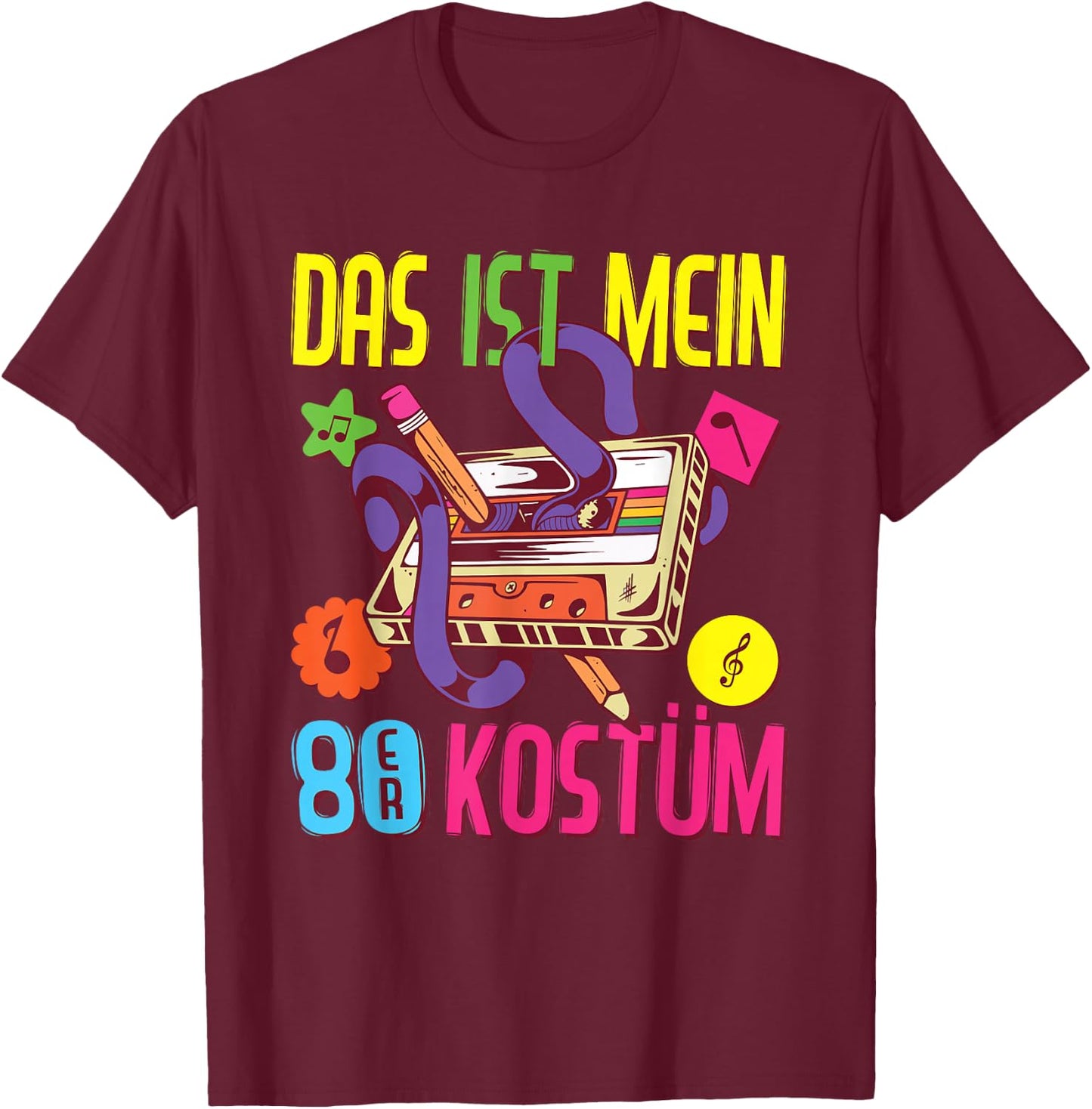 80er Jahre Outfit Damen Herren Das ist mein 80er Kostüm 1980 T-Shirt - T-Shirt | Maroon