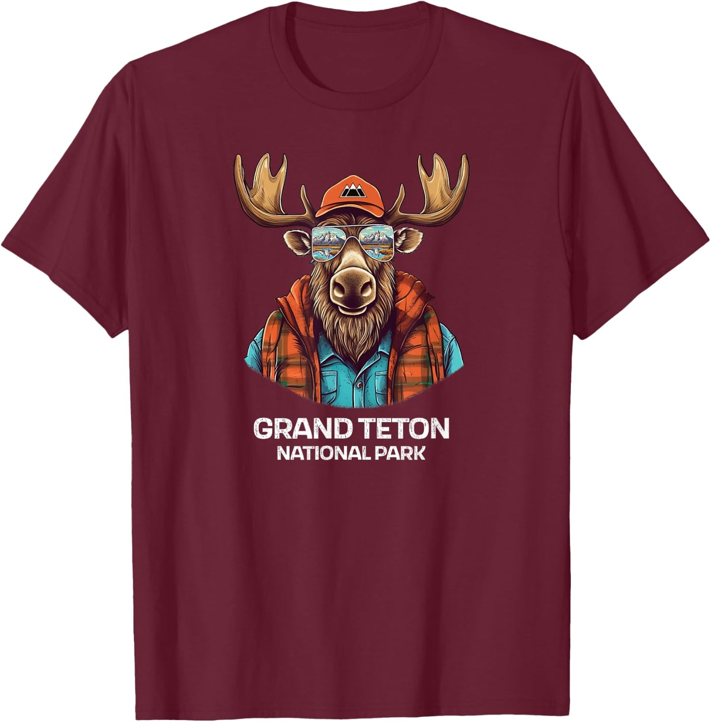 Grand Teton National Park - Moose T-Shirt - T-Shirt | Maroon