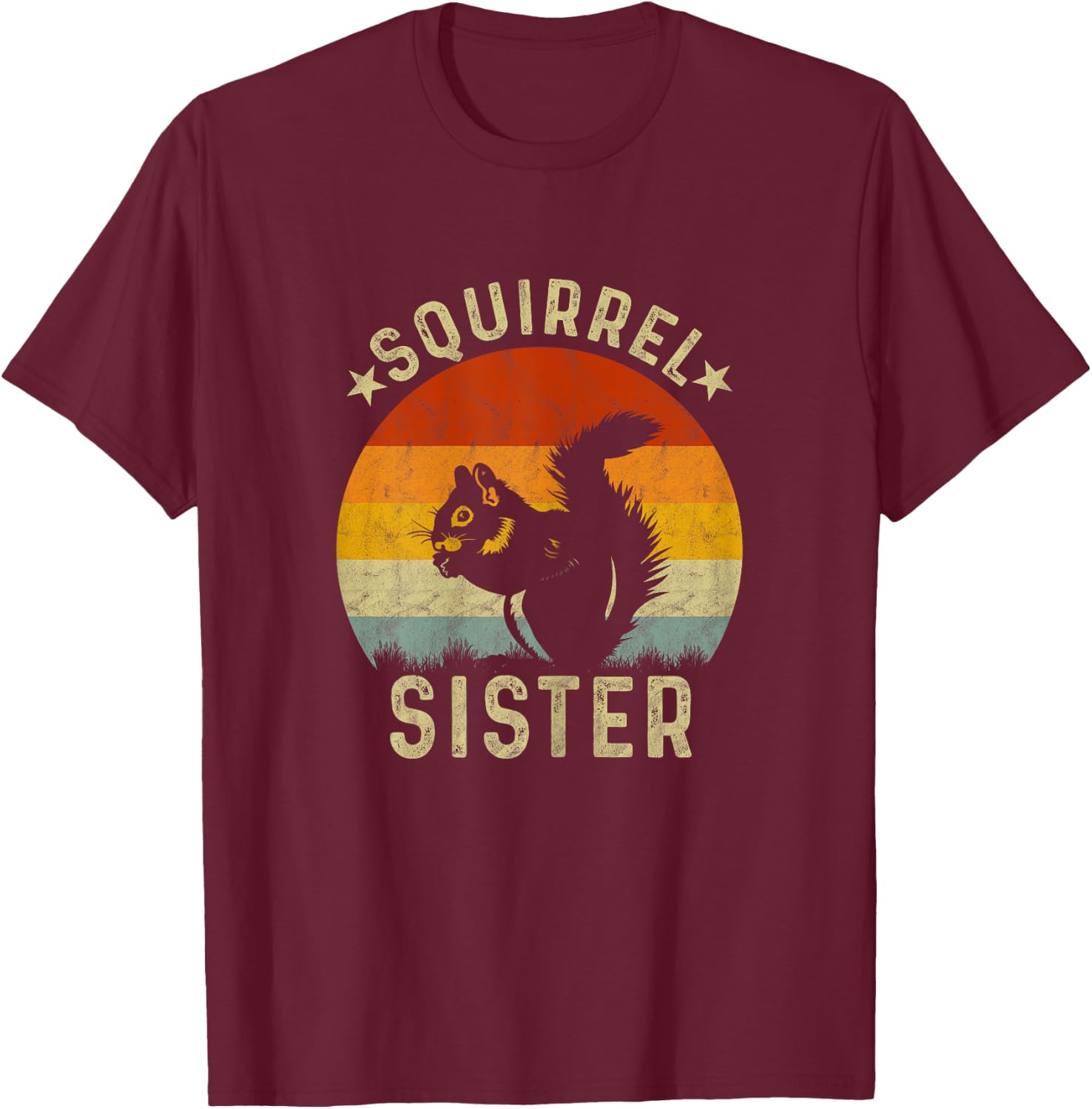 Vintage Squirrel Graphic for Squirrel Lover Sister Retro T-Shirt - T-Shirt | Maroon