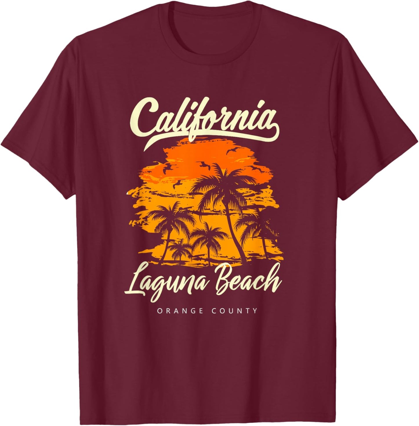 Laguna Beach California Sunset T-Shirt - T-Shirt | Maroon