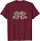 USA Floral Coquette Bow American Flag Flower 4th of July T-Shirt - T-Shirt | Maroon