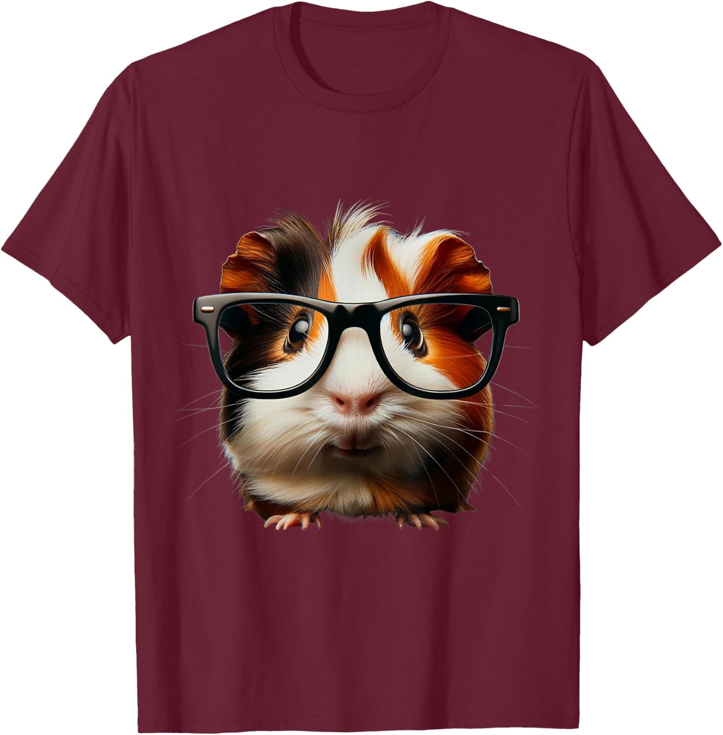 Niedliches Meerschweinchen mit Brillendesign T-Shirt - T-Shirt | Maroon