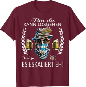 Grantler Trachten Herren Tracht Lausbua passend Oktoberfest T-Shirt - T-Shirt | Maroon