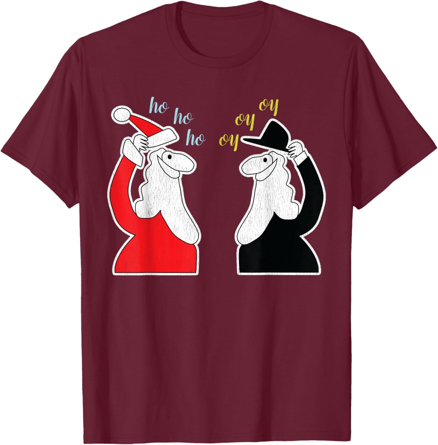 Santa Claus And The Rabbi Funny Christmas T-Shirt - T-Shirt | Maroon