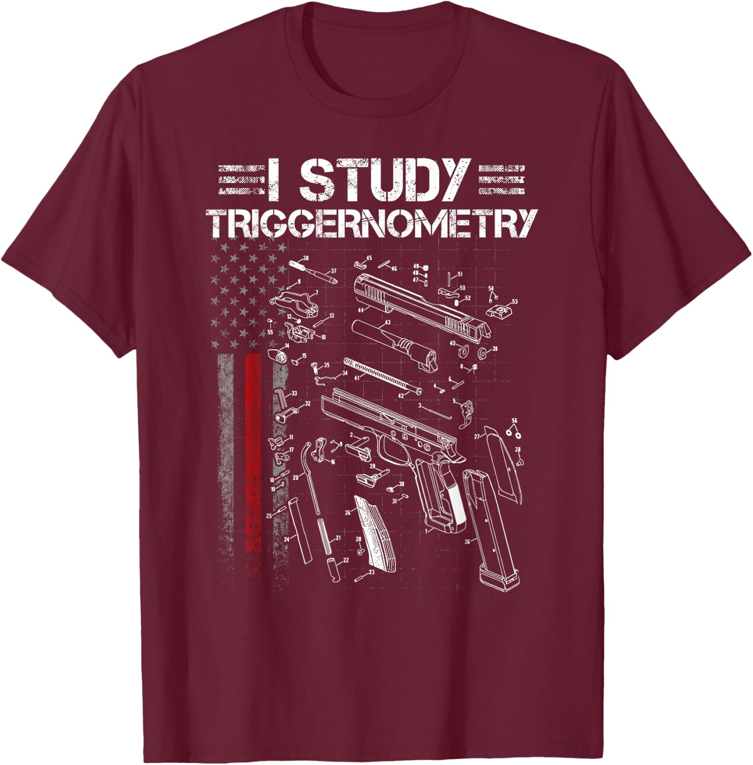 I Study Triggernometry Gun Veteran Christmas T-Shirt - T-Shirt | Maroon