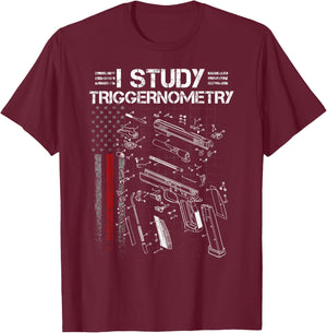 I Study Triggernometry Gun Veteran Christmas T-Shirt - T-Shirt | Maroon