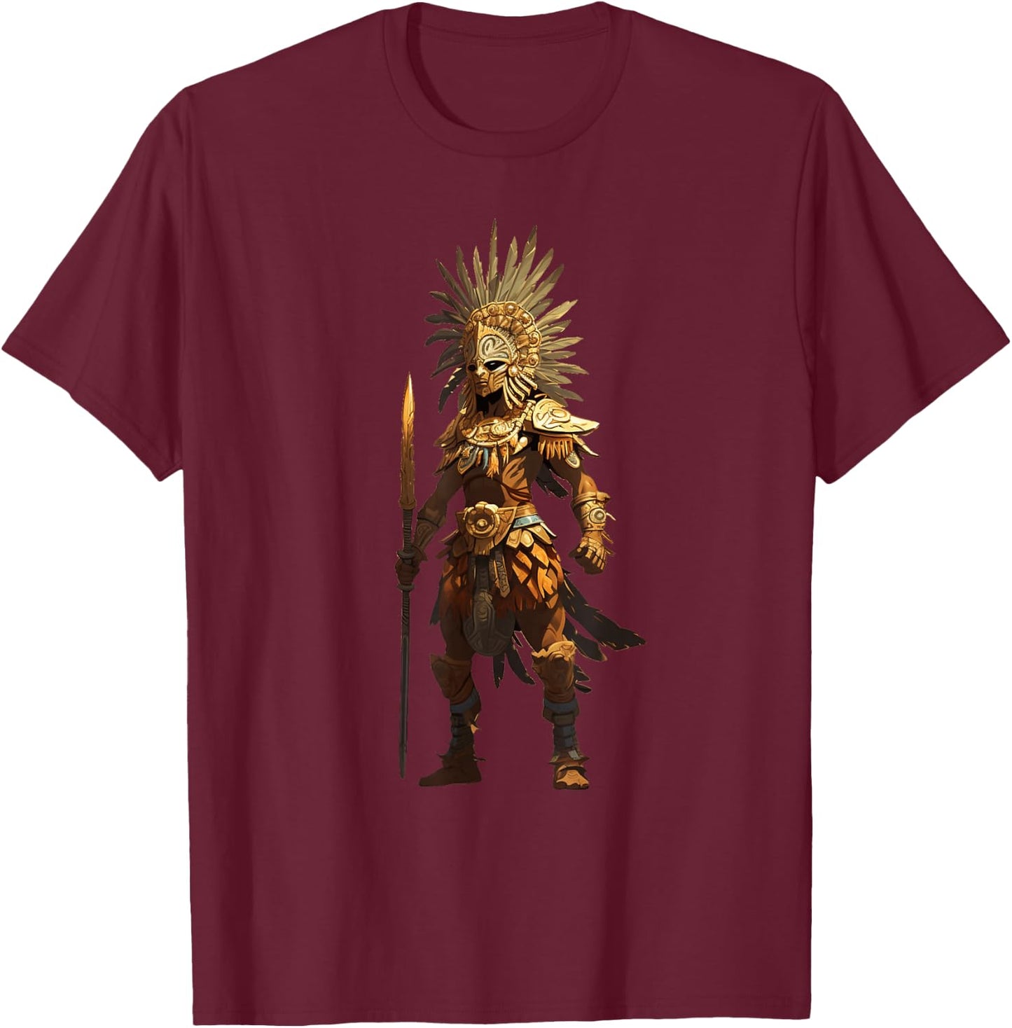 Aztec Jaguar Warrior Native Mexican Mythology Men Women T-Shirt - T-Shirt | Maroon
