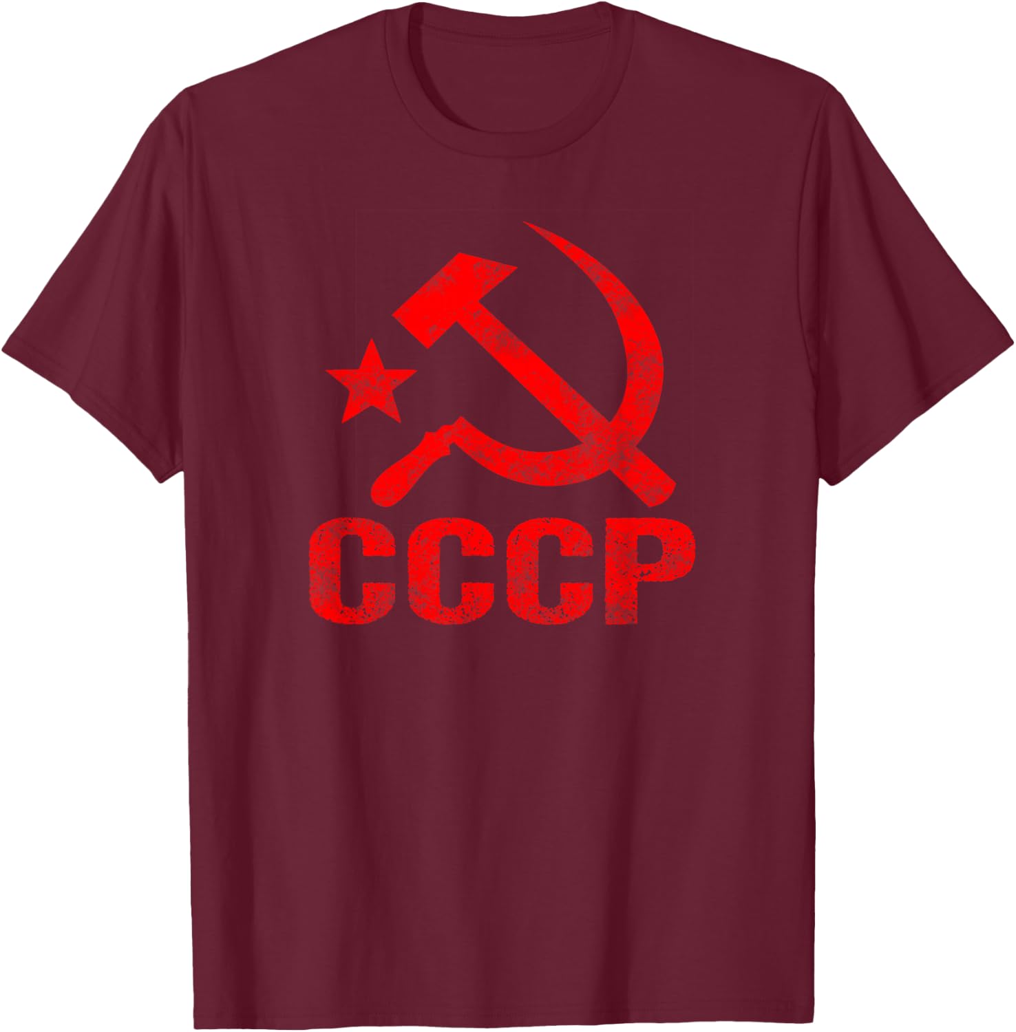 Hammer and sickle of Communist CCCP of Soviet Russia. , Black T-Shirt - T-Shirt | Maroon
