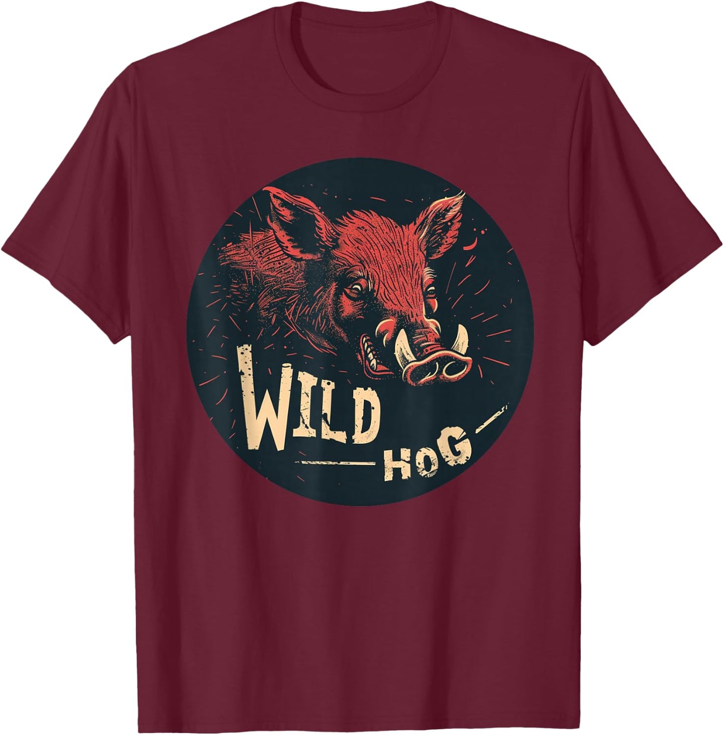 Nice looking Wild Hog Outfit for Boys and Girls T-Shirt - T-Shirt | Maroon