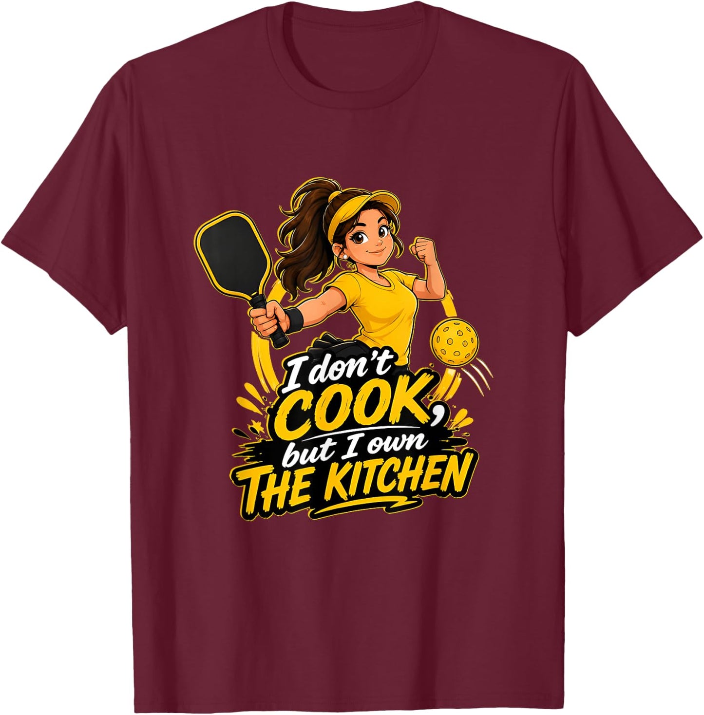 Funny Pickleball Shirts Dink Player Kitchen Joke Funny Meme T-Shirt - T-Shirt | Maroon