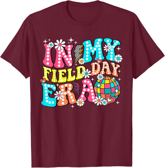 In My Field Day Era Groovy Retro Field Trip Fun Day Boy Girl T-Shirt - T-Shirt | Maroon