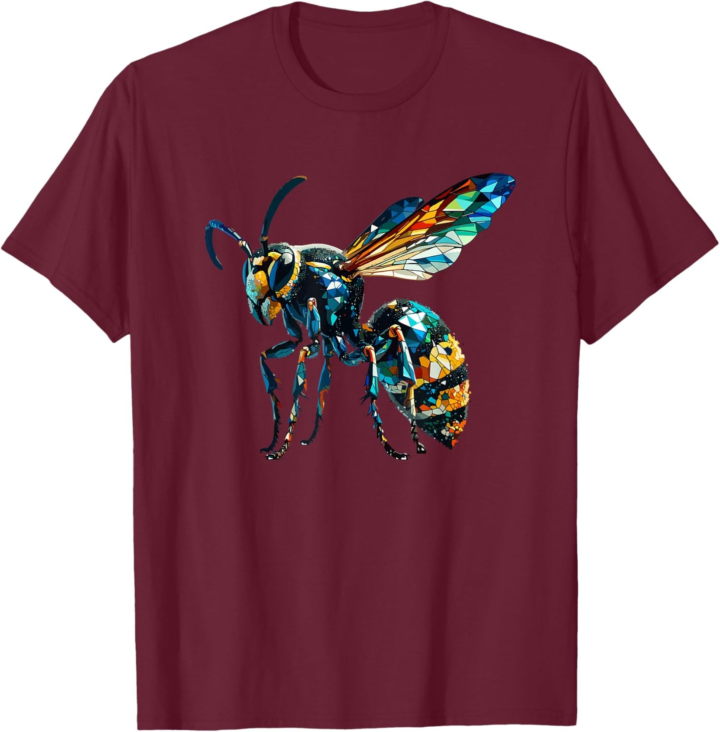 Polygon Art Wasp Wasps T-Shirt - T-Shirt | Maroon