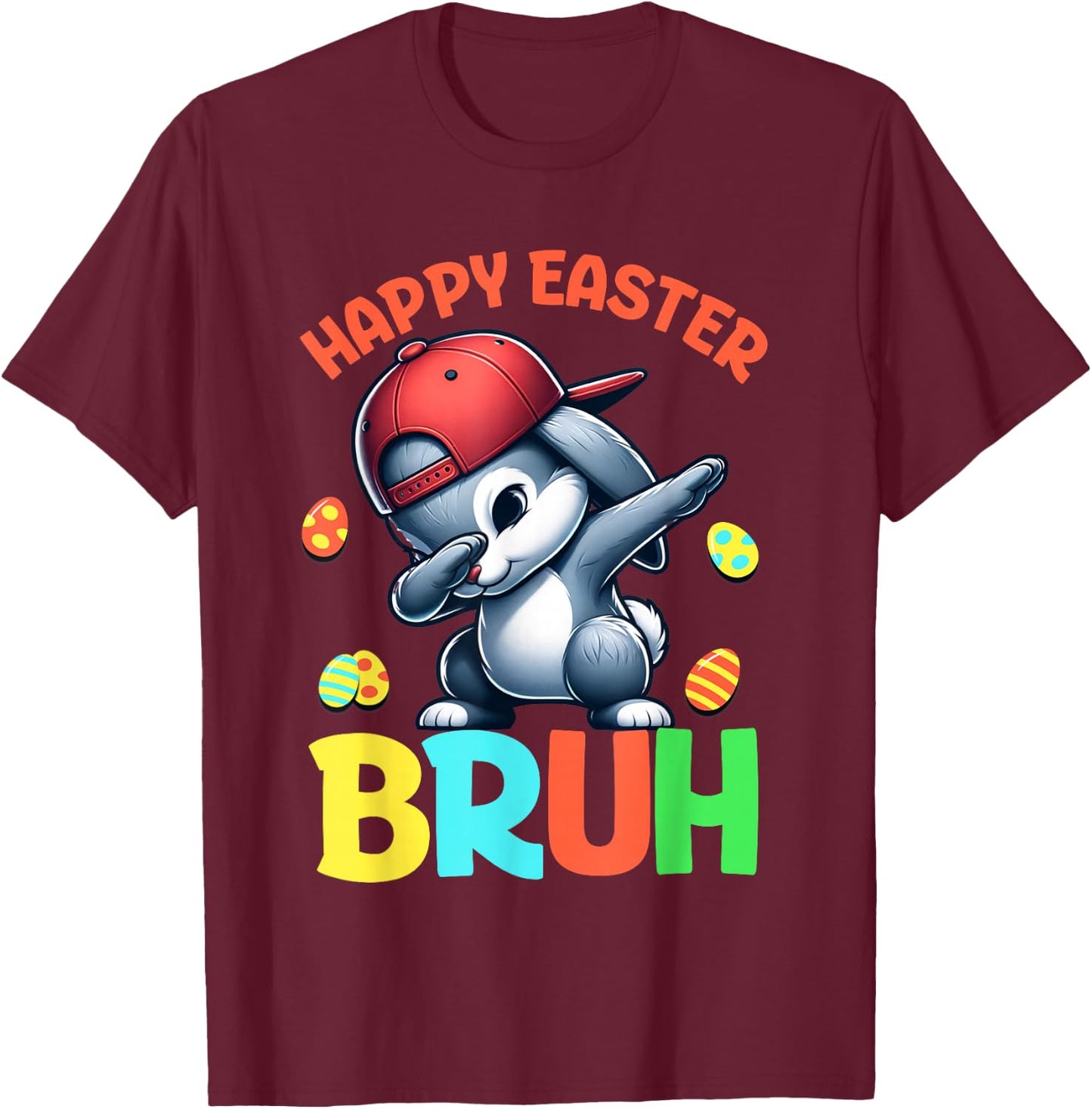 Bruh Easter Teens Boys Kids Happy Easter Bruh T-Shirt - T-Shirt | Maroon