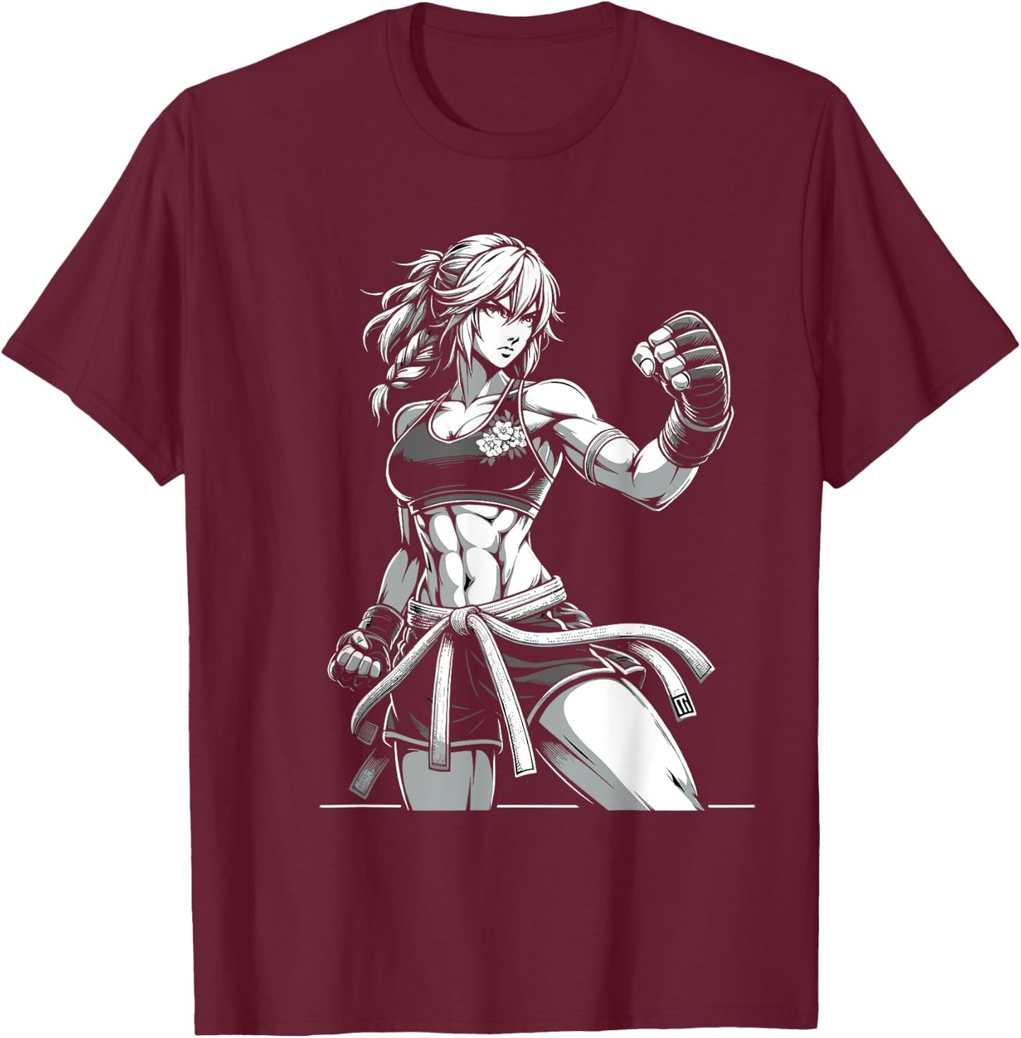 Anime Girl Fighter | Anime Gym Cute Vintage T-Shirt - T-Shirt | Maroon