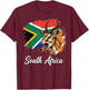 South Africa National Flag with Springbok Antelope T-Shirt - T-Shirt | Maroon