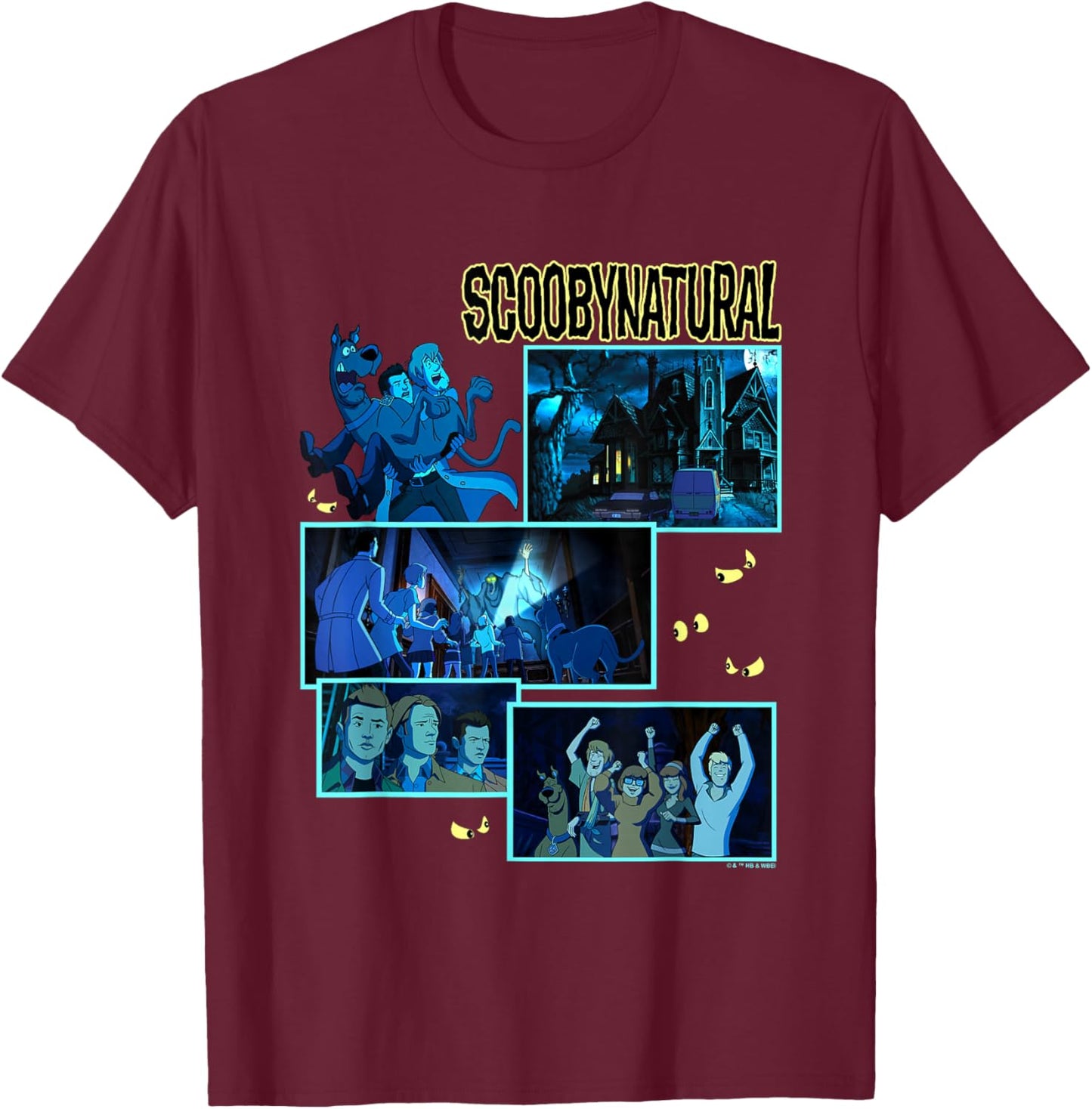 Scooby-Doo Scoobynatural Haunted House , Black, S T-Shirt - T-Shirt | Maroon