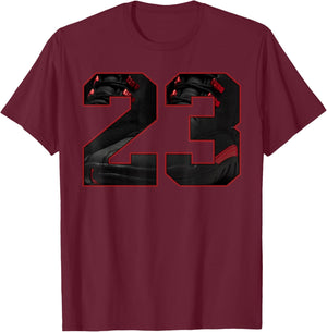 Bloodline 12s Outfit Matching Number 23 T-Shirt - T-Shirt | Maroon
