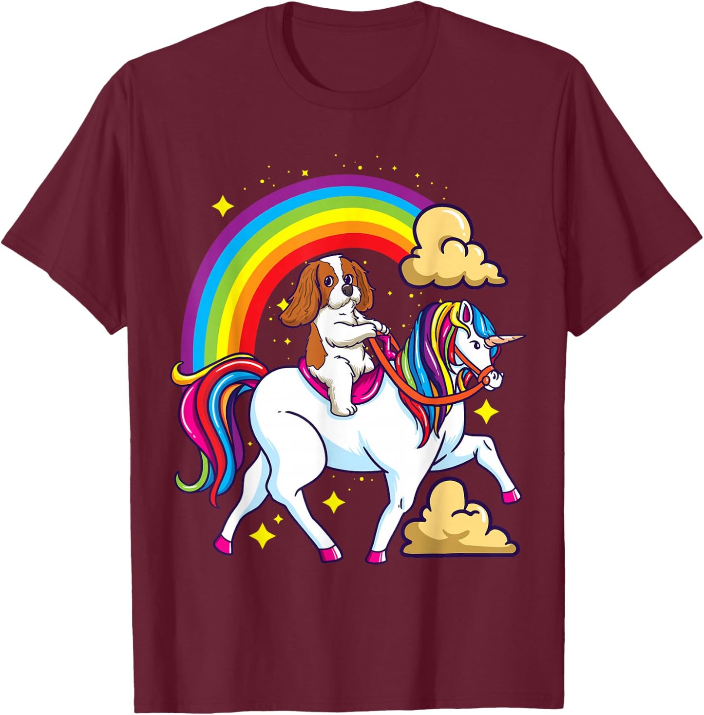Cavalier King Charles Spaniel Ruby and Unicorn Gifts T-Shirt - T-Shirt | Maroon