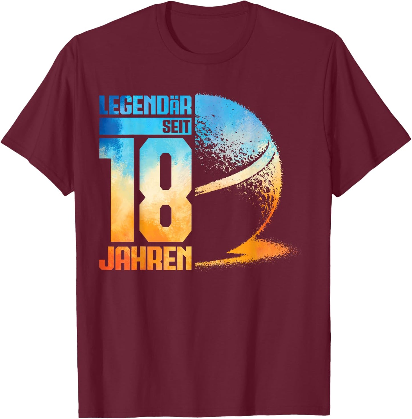 18th Birthday Decoration Tennis Player 18 Years Boy , black, S T-Shirt - T-Shirt | Maroon