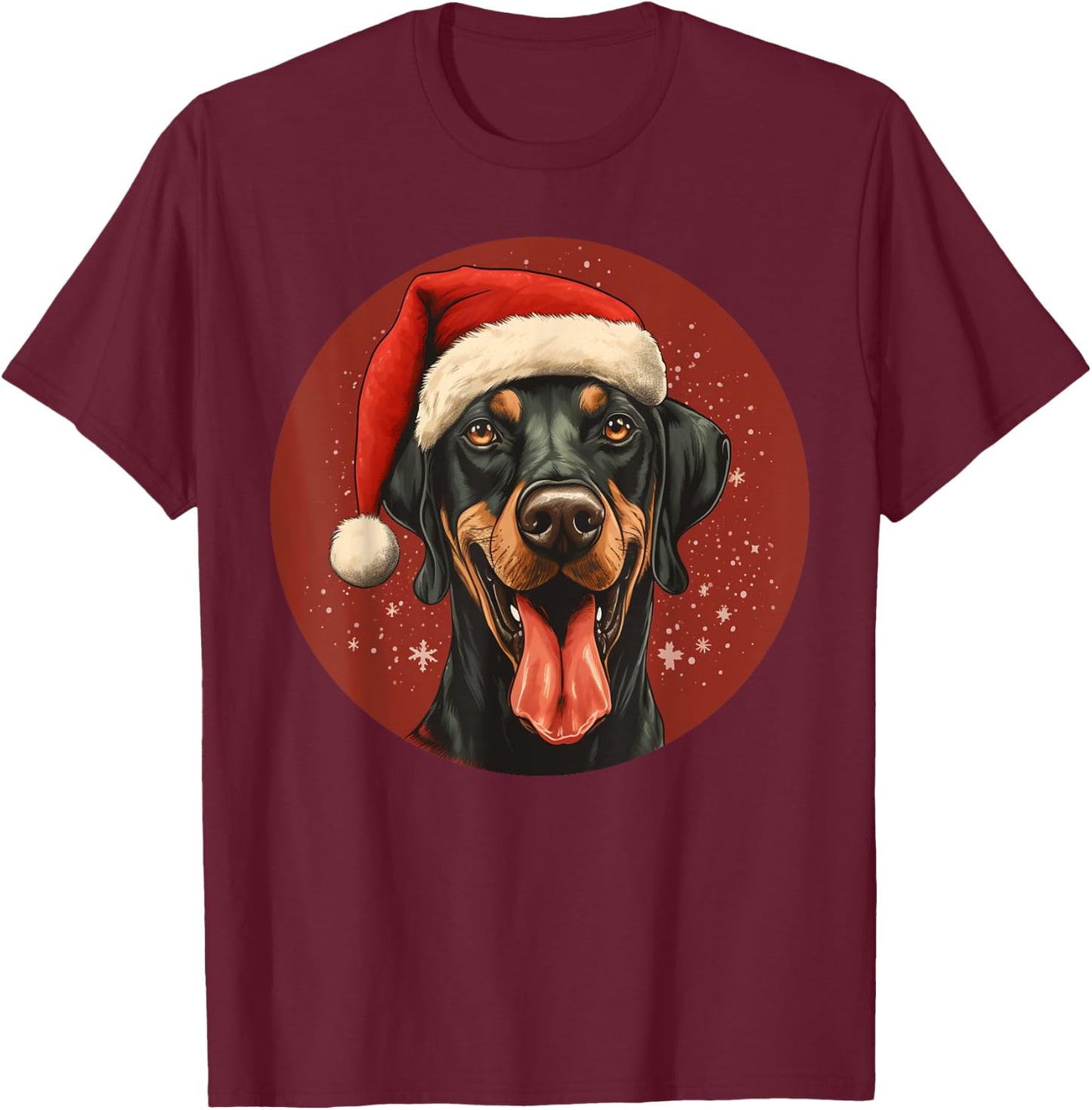 Funny Xmas Doberman Mom Dad Gift Dobie Dog Lovers Christmas T-Shirt - T-Shirt | Maroon