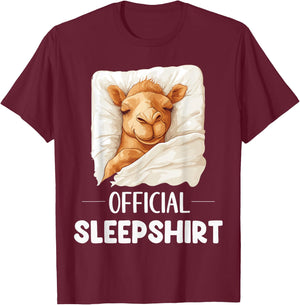 Official Sleepshirt Cute Sleeping Camel Animal Lovers Pajama T-Shirt - T-Shirt | Maroon