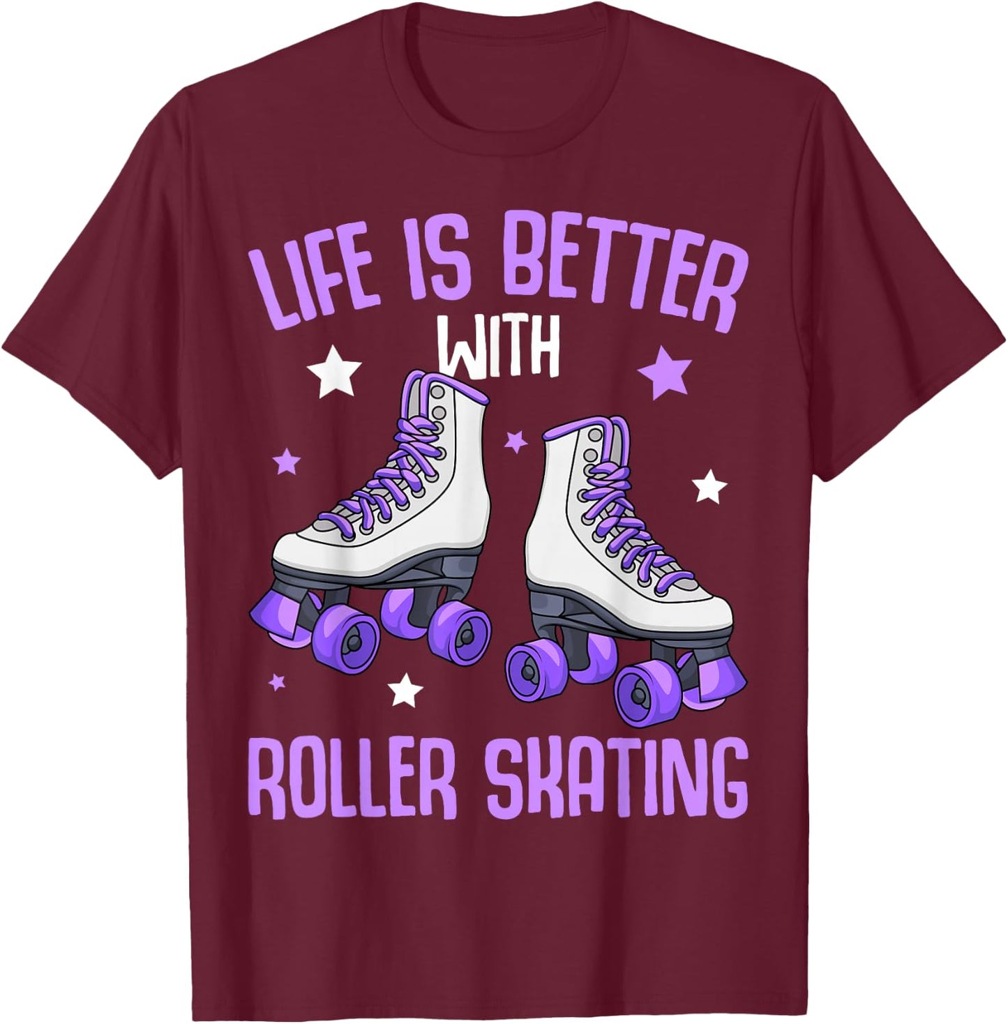 Roller Skates Girls Roller Girl Roller Skates T-Shirt - T-Shirt | Maroon