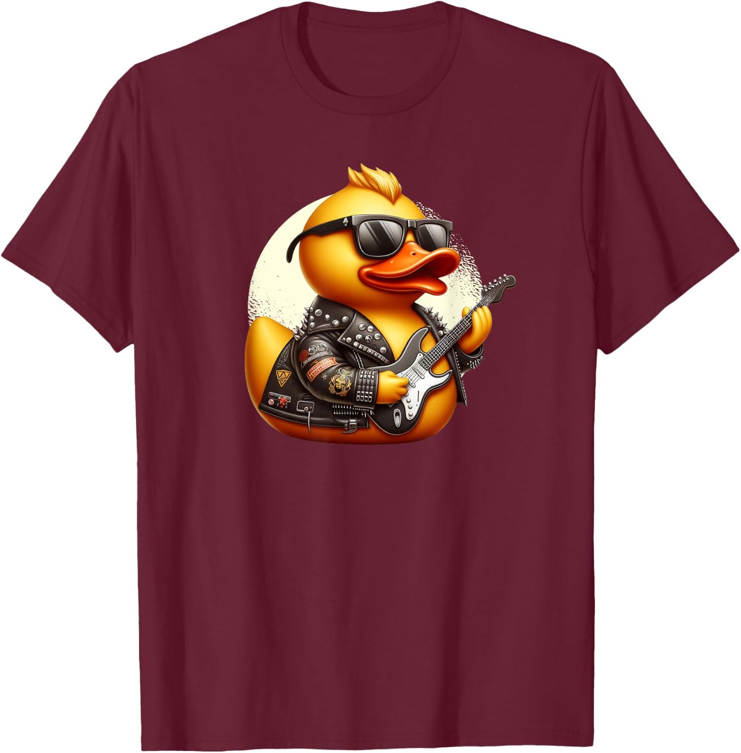 Rubber Duck Rockstar With Guitar T-Shirt - T-Shirt | Maroon