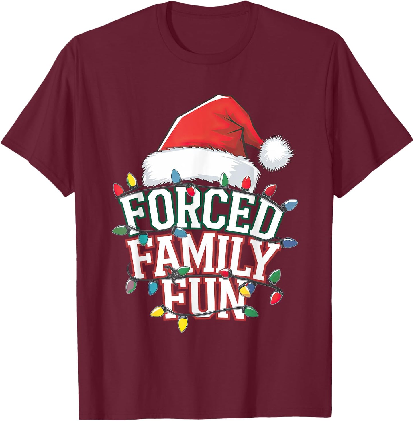 Forced Family Fun Christmas - Black Adults Small Short Sleeve T-Shirt - T-Shirt | Maroon