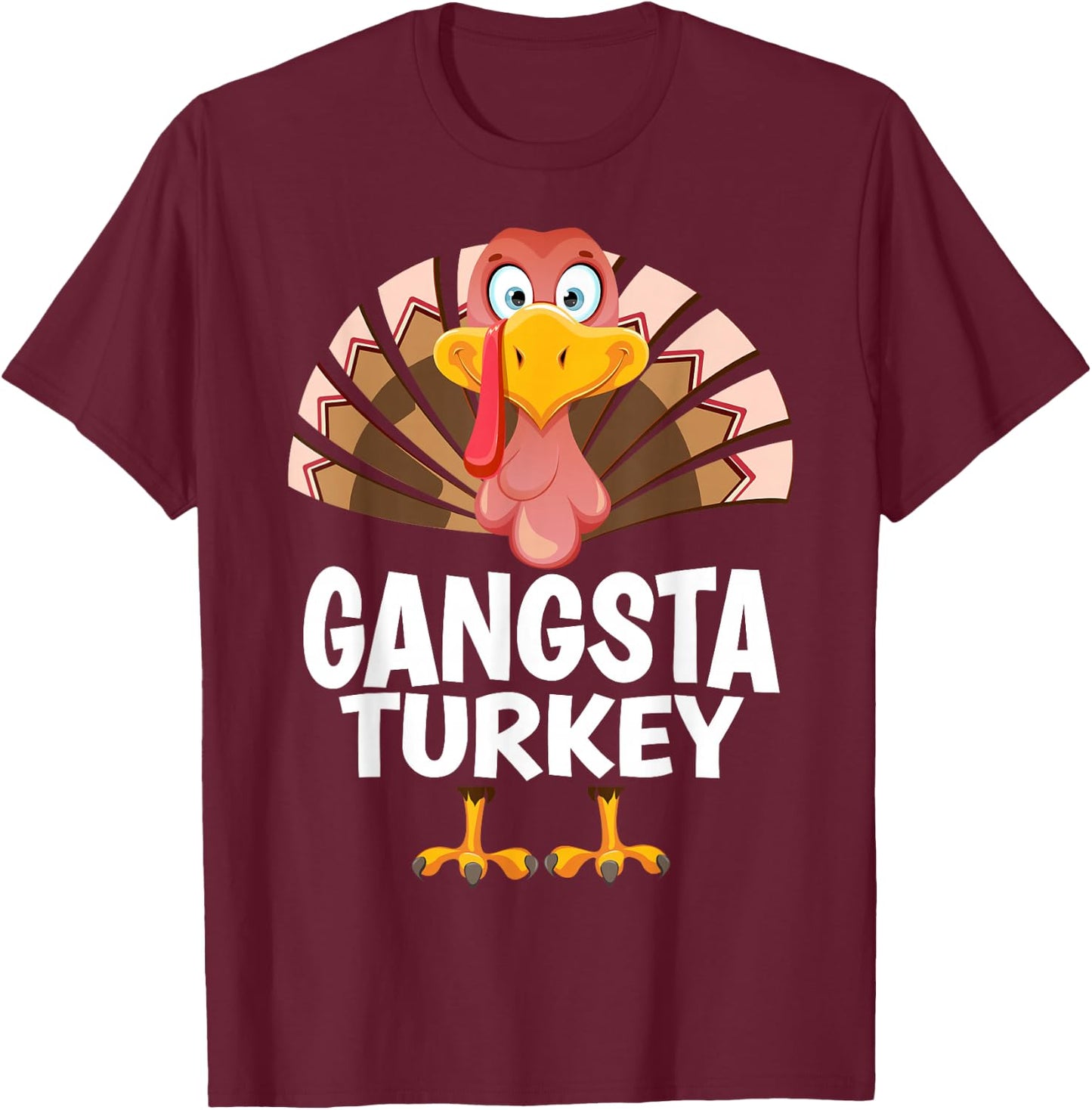 Thanksgiving Gangsta Turkey Matching Pajama T-Shirt - T-Shirt | Maroon