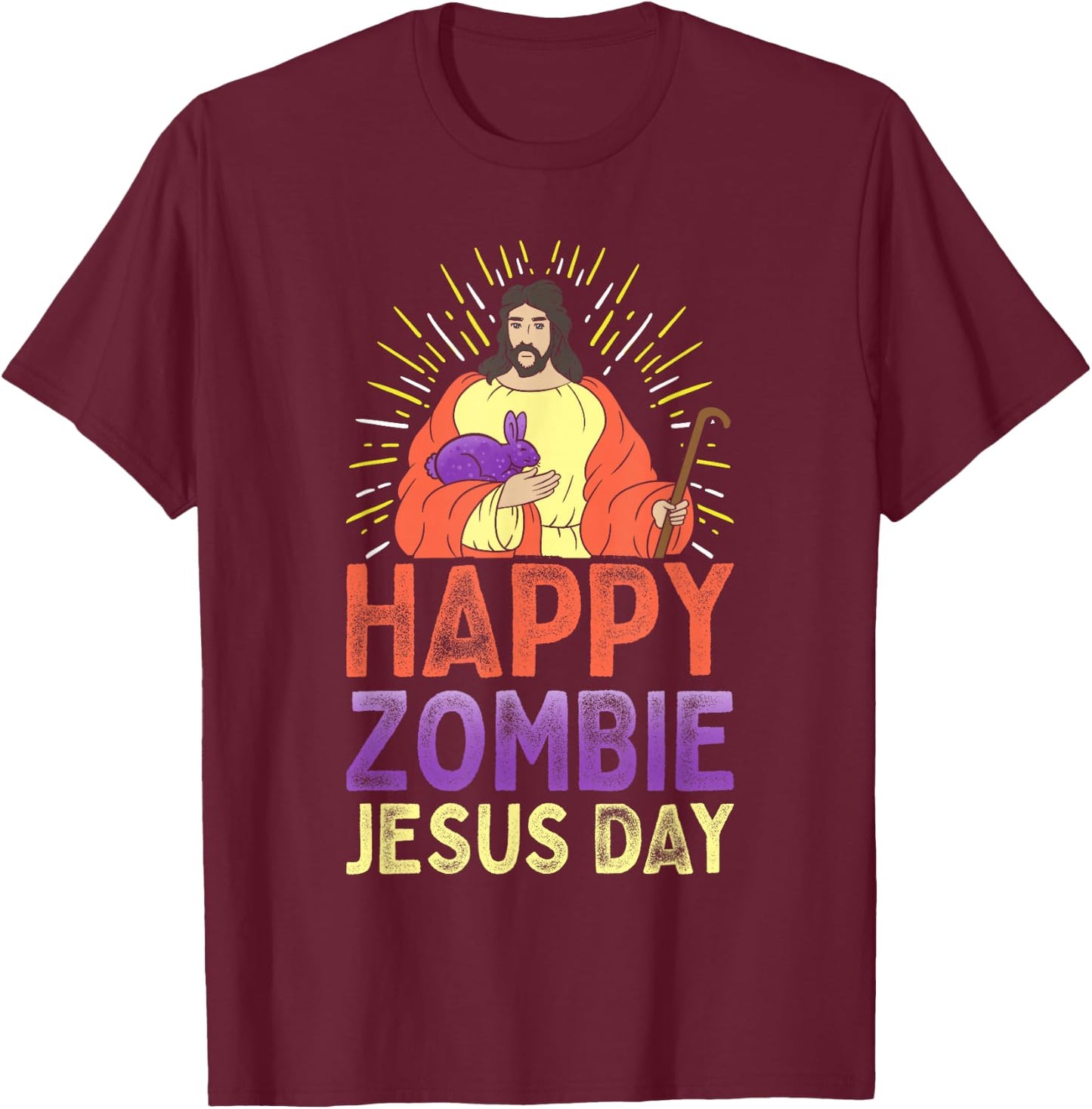 Cute Happy Zombie Jesus Day Easter Bunny Women T-Shirt - T-Shirt | Maroon