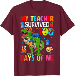 100 Days of School Shirt Boys Girls Kids 100th Day Teacher T-Shirt - T-Shirt | Maroon