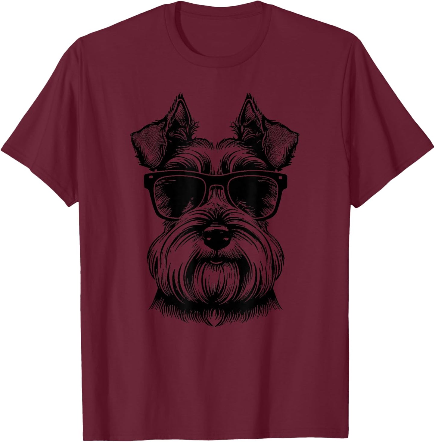 Miniature Schnauzer Miniature Schnauzer dog with sunglasses T-Shirt - T-Shirt | Maroon