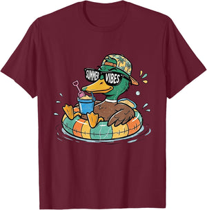 Summer Vibes Mallard Duck Beach Vacation Boys Toddlers Kids T-Shirt - T-Shirt | Maroon