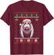 Manatee Santa Hat Ugly Christmas Sweater Xmas T-Shirt - T-Shirt | Maroon