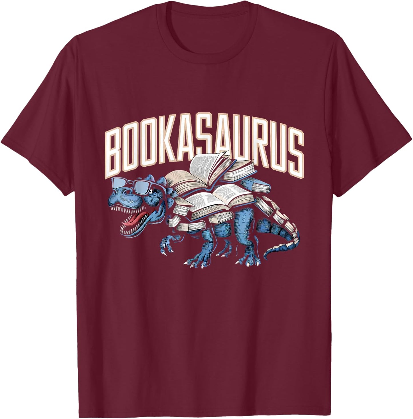 Book Dinosaur Bookworm T-Rex Dino Reading Books Funny Book T-Shirt - T-Shirt | Maroon