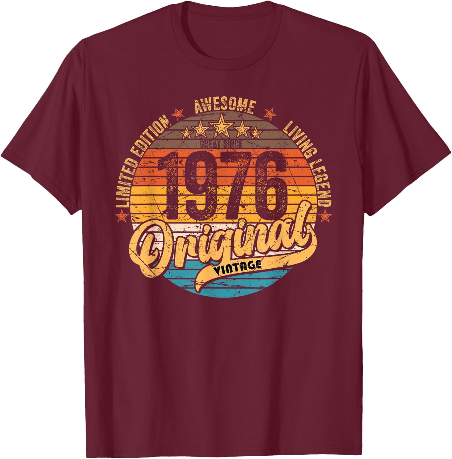 1976 Vintage Birthday Retro Vintage Men Women Gift T-Shirt - T-Shirt | Maroon