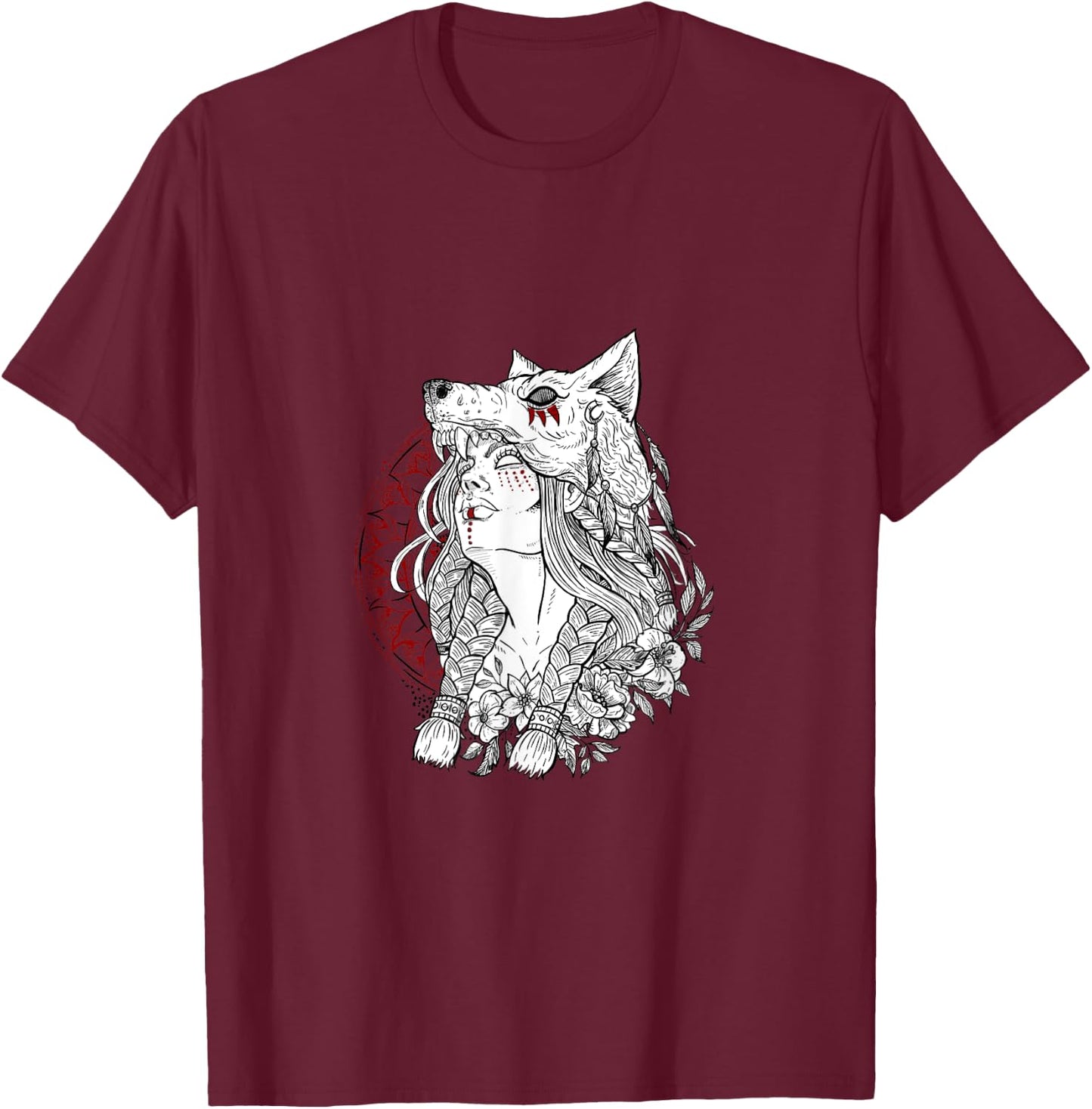 Heilung wolf shaman shirt for viking T-Shirt - T-Shirt | Maroon
