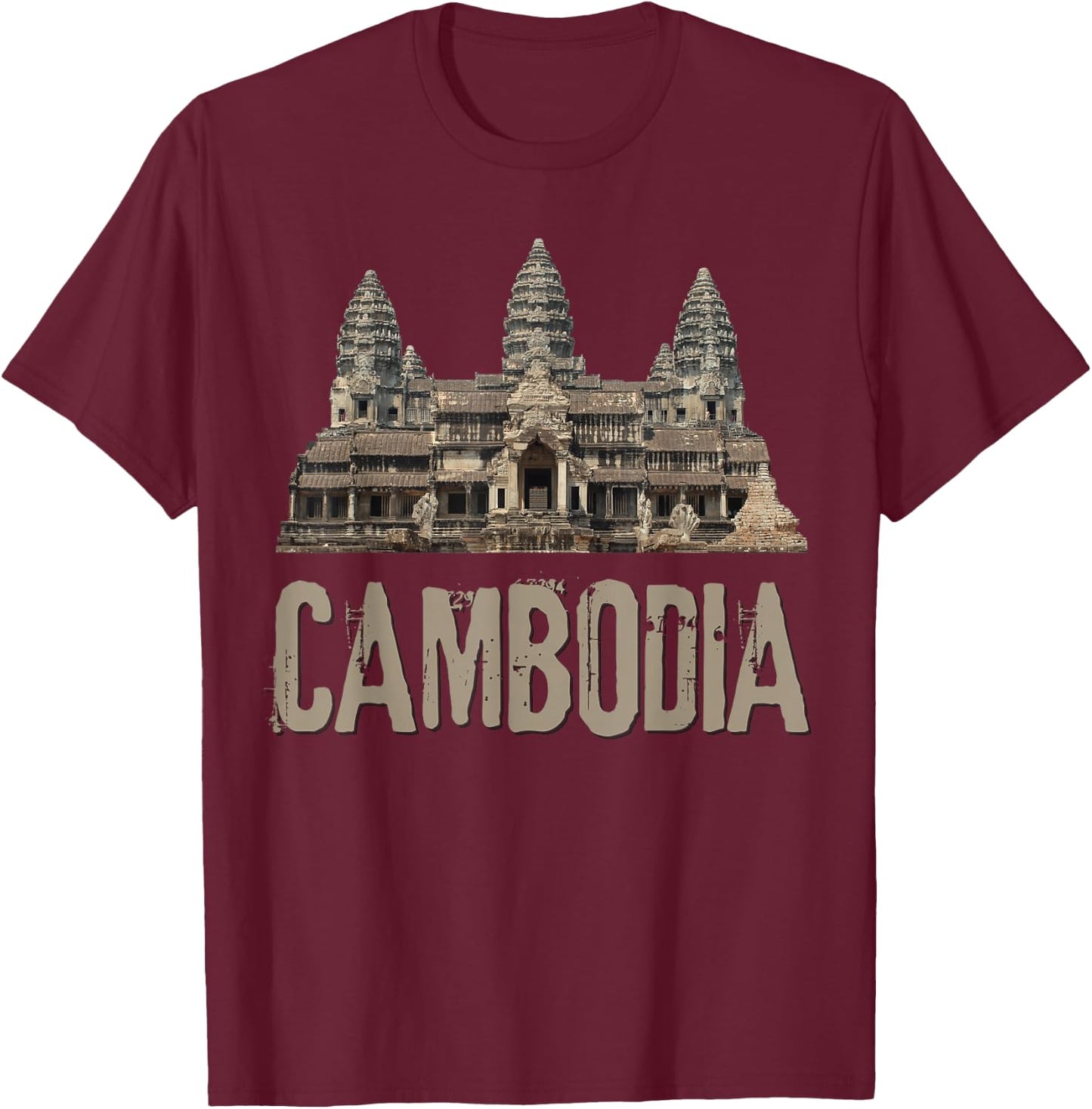 Cambodia Angkor Wat Khmer Historical Temple T-Shirt - T-Shirt | Maroon