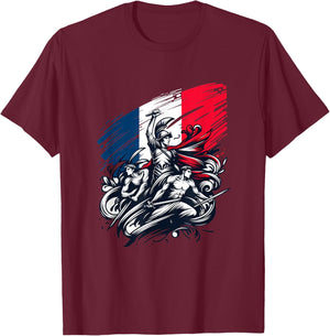 Vintage French Flag Banner Retro , Black, S T-Shirt - T-Shirt | Maroon