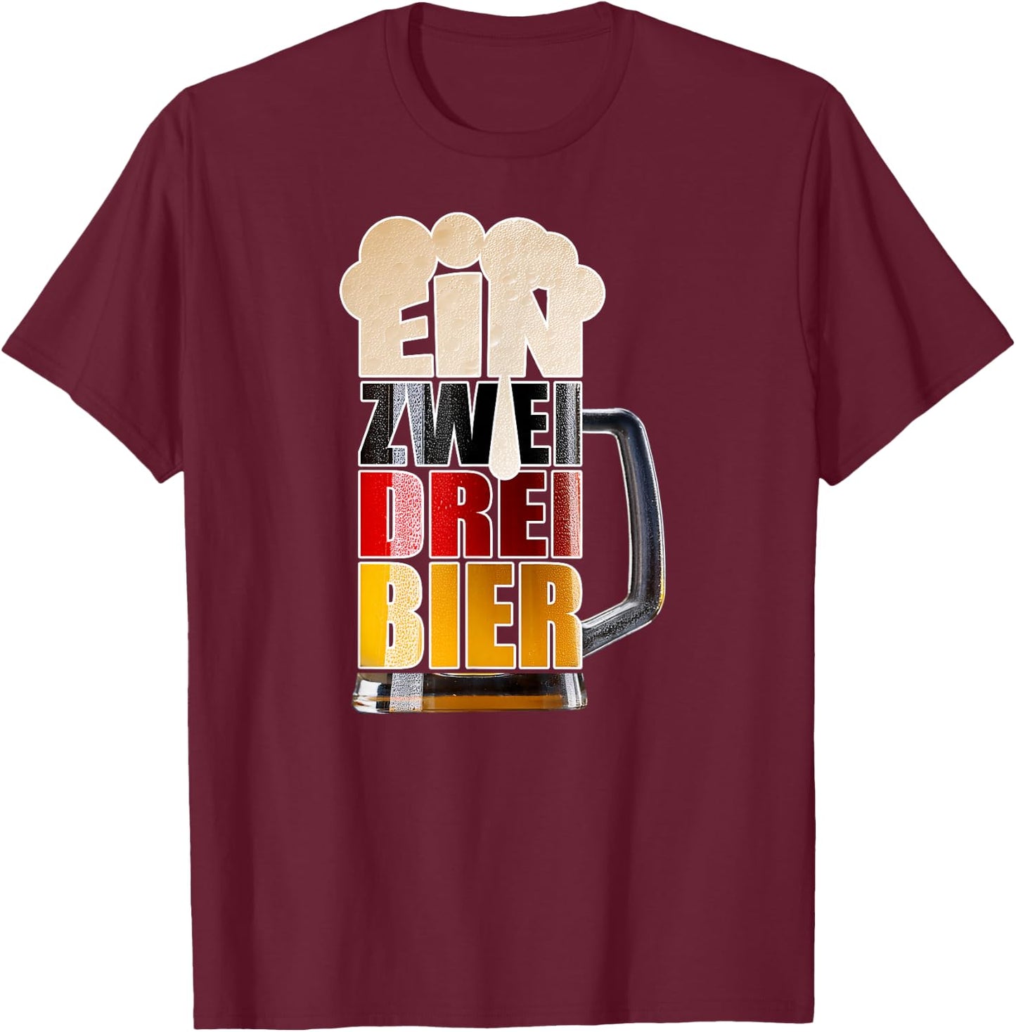 Ein Zwei Drei Beer Funny Easy Beer Mug Oktoberfest Costume , Black, S T-Shirt - T-Shirt | Maroon